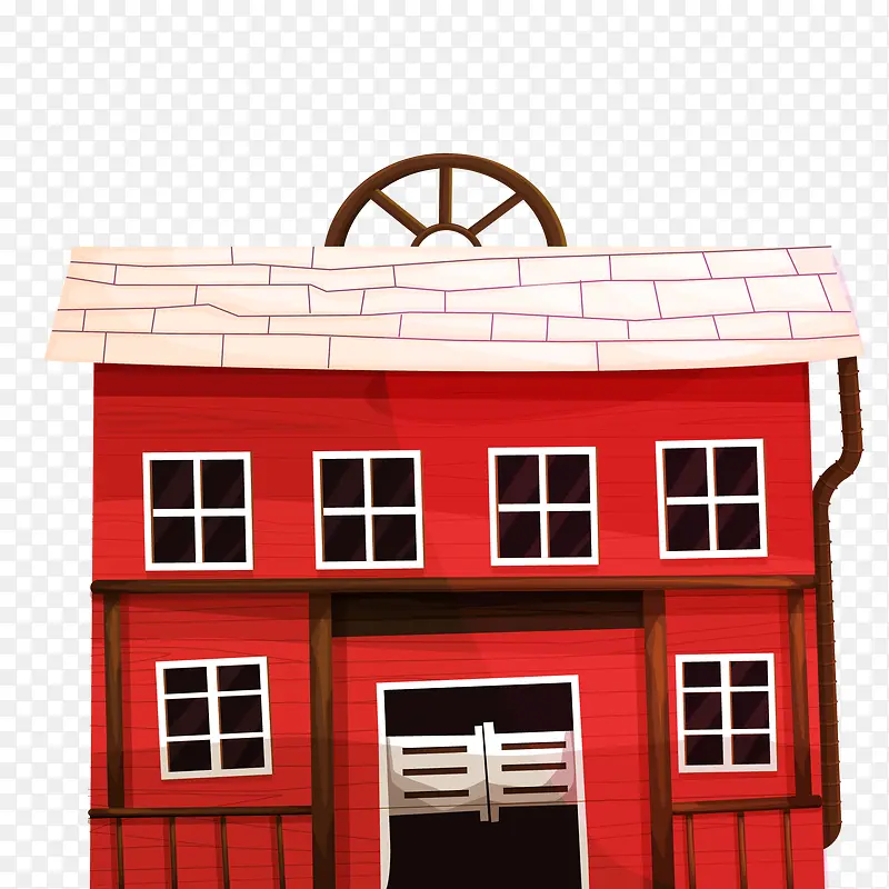 红色的手绘房子设计