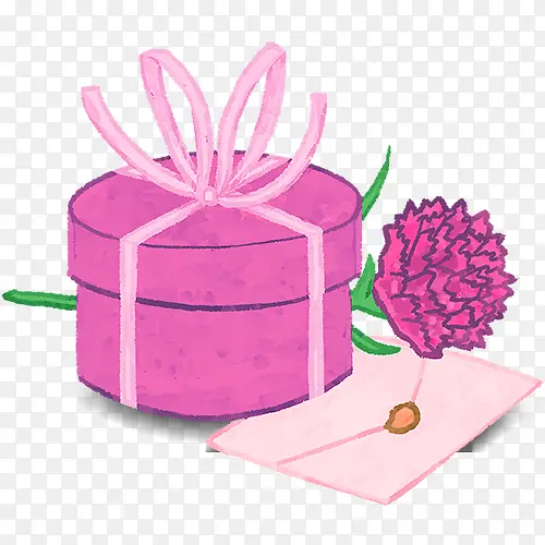 粉色手绘装饰礼物盒设计图