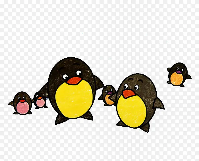 卡通手绘一群企鹅