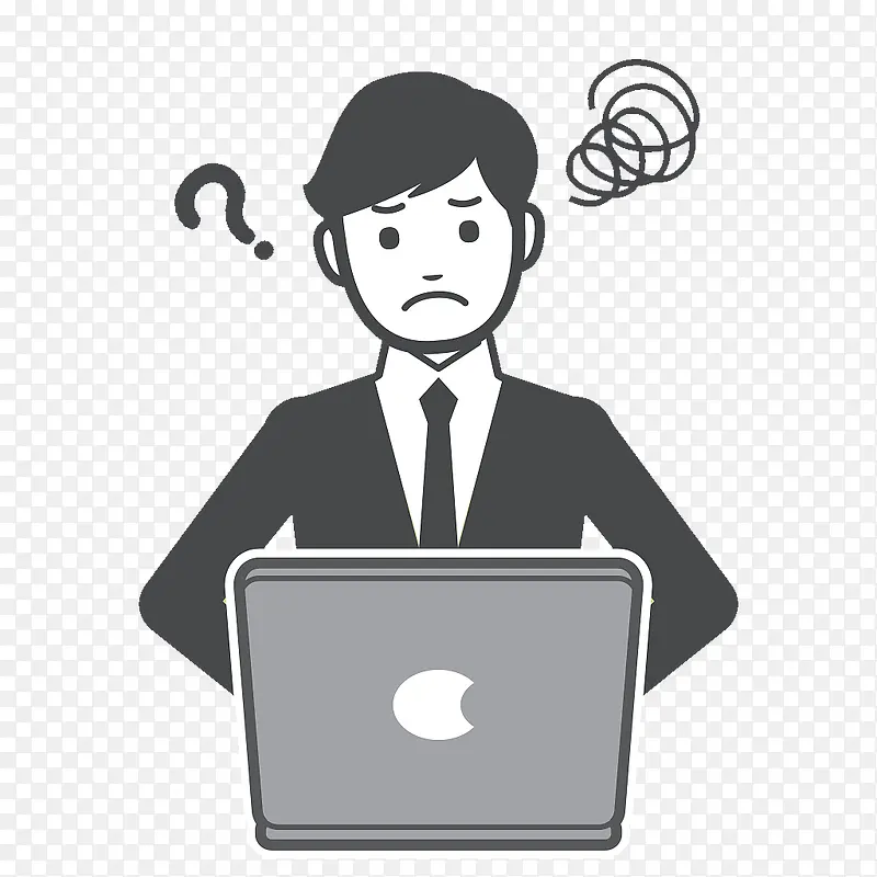 卡通图标商务男士疑惑的表情PNG图片素材下载_图片编号8088646-PNG素材网