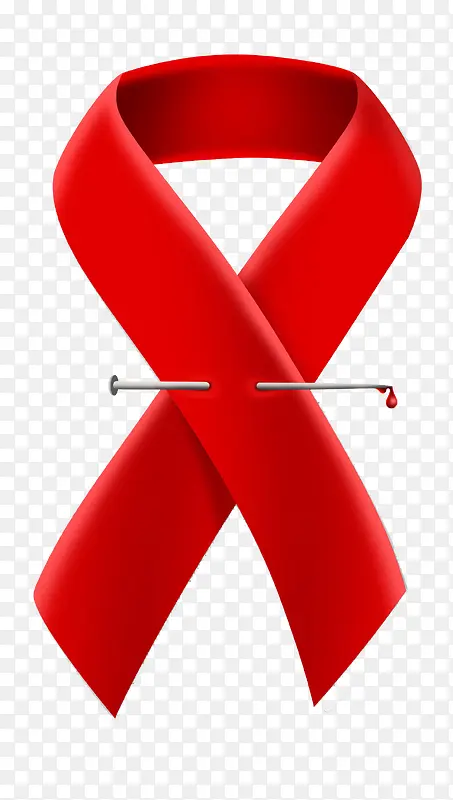 艾滋病红丝带和别针插画