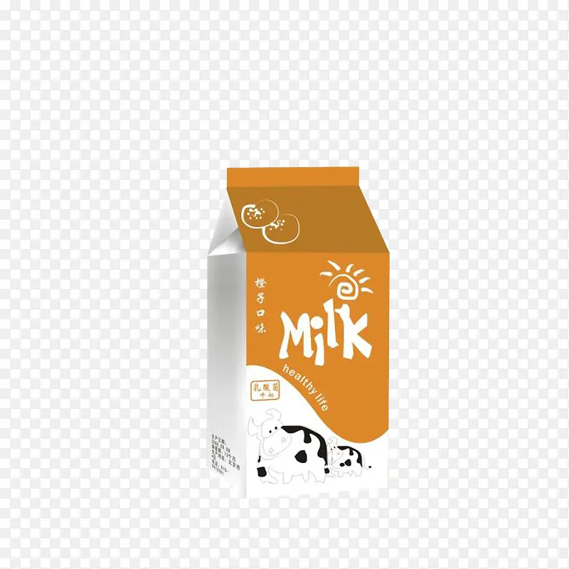 一盒橙色白色包装的立体牛奶素材