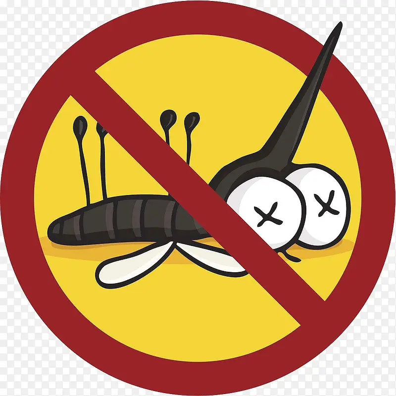 卡通禁止蚊子警告图标设计免抠