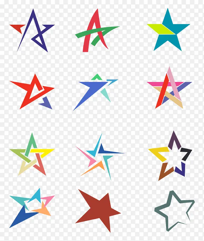 形状各异多彩的五角星