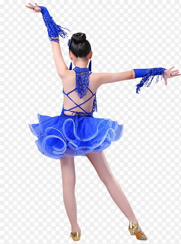 穿蓝色裙子跳舞的女孩