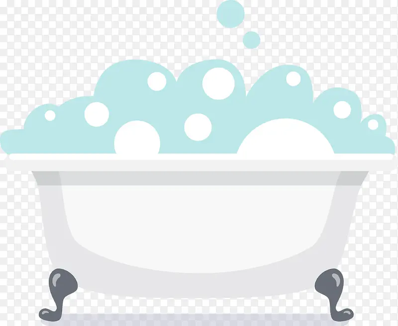 卡通白色浴缸和泡泡