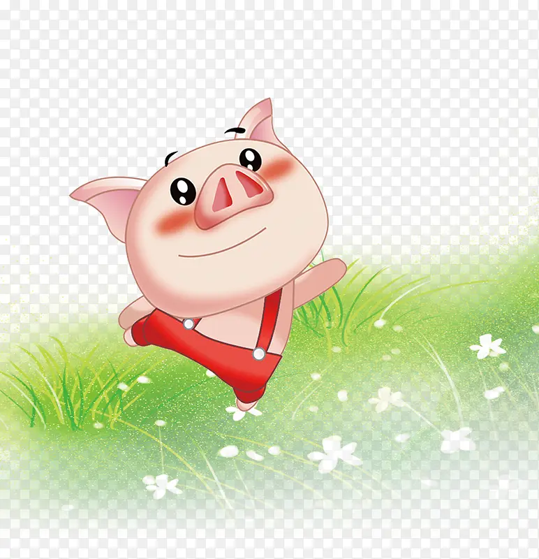 草地跳舞的小猪