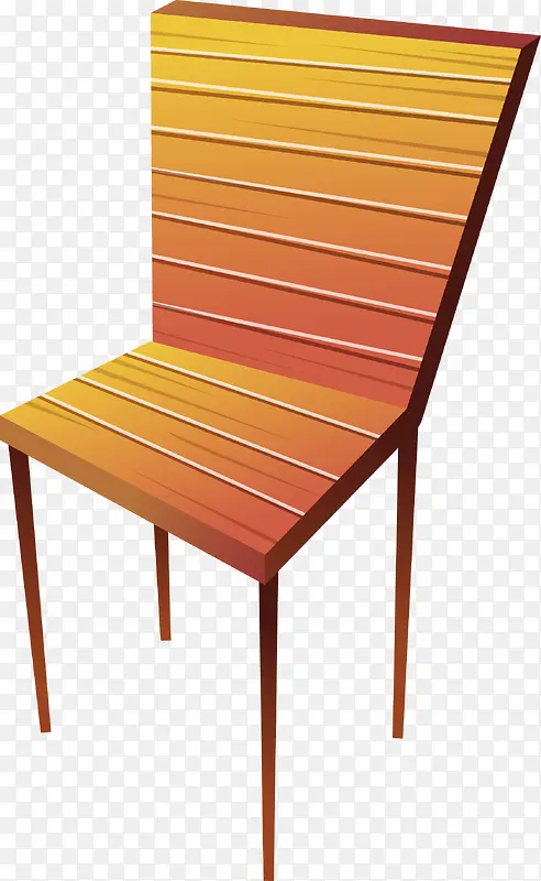 矢量手绘黄色木质椅子