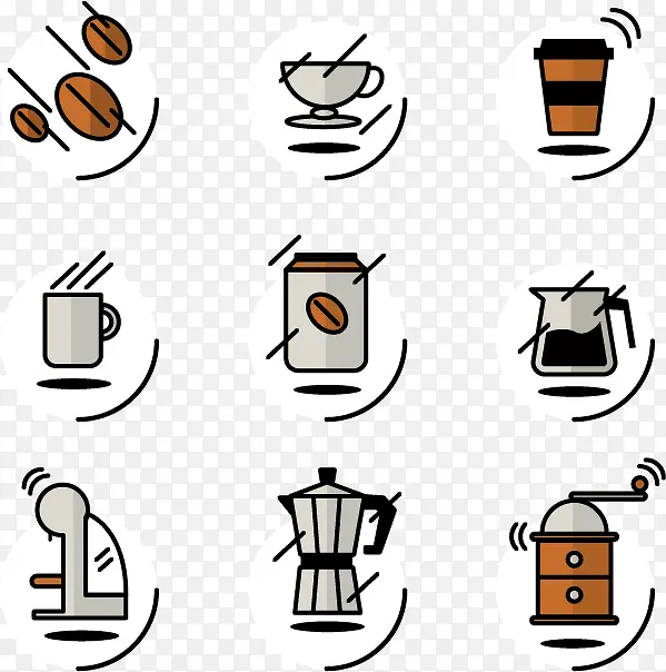创意咖啡元素图标矢量图