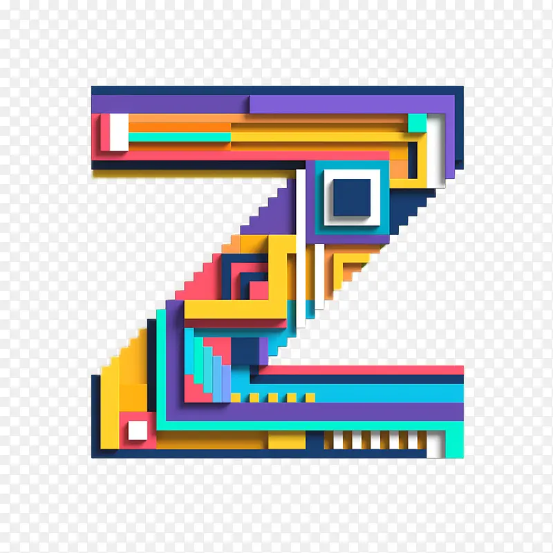 像素拼接字母Zc4d创意英文Z