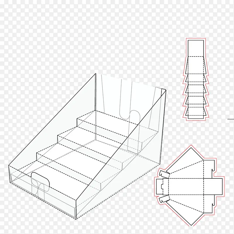 立体梯形包装结构图免抠