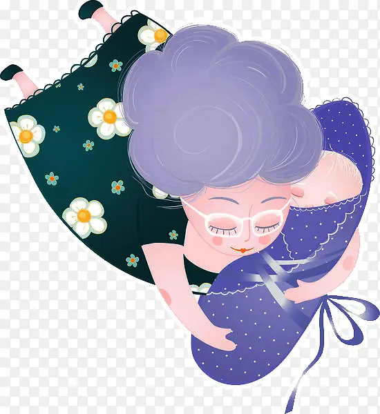 装饰插图奶奶抱着小宝宝