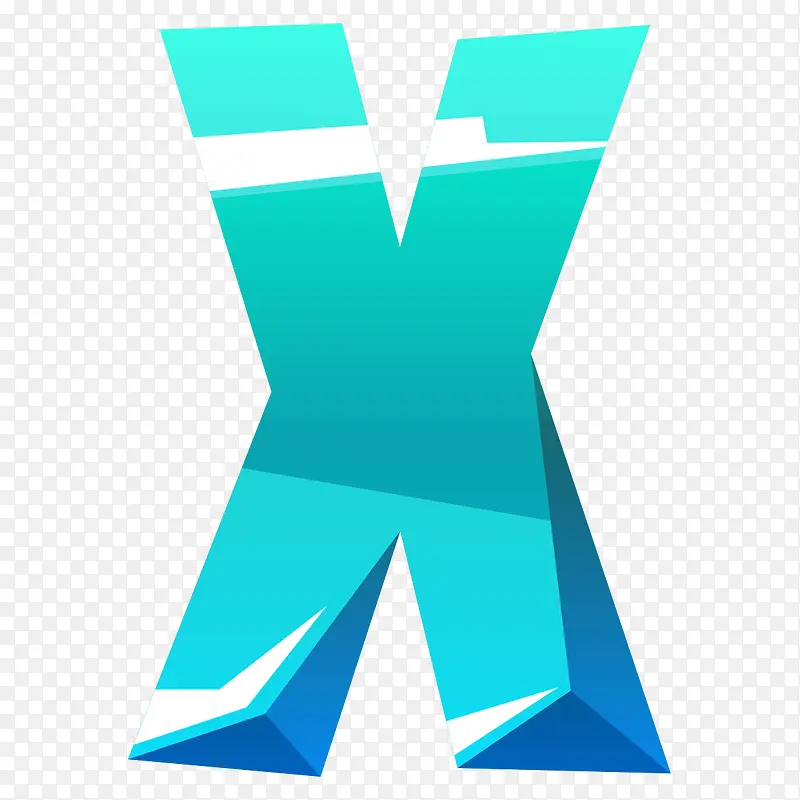 立体菱角字母X
