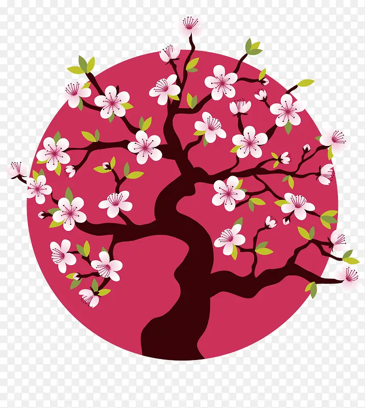 盛开的粉色樱花树素材