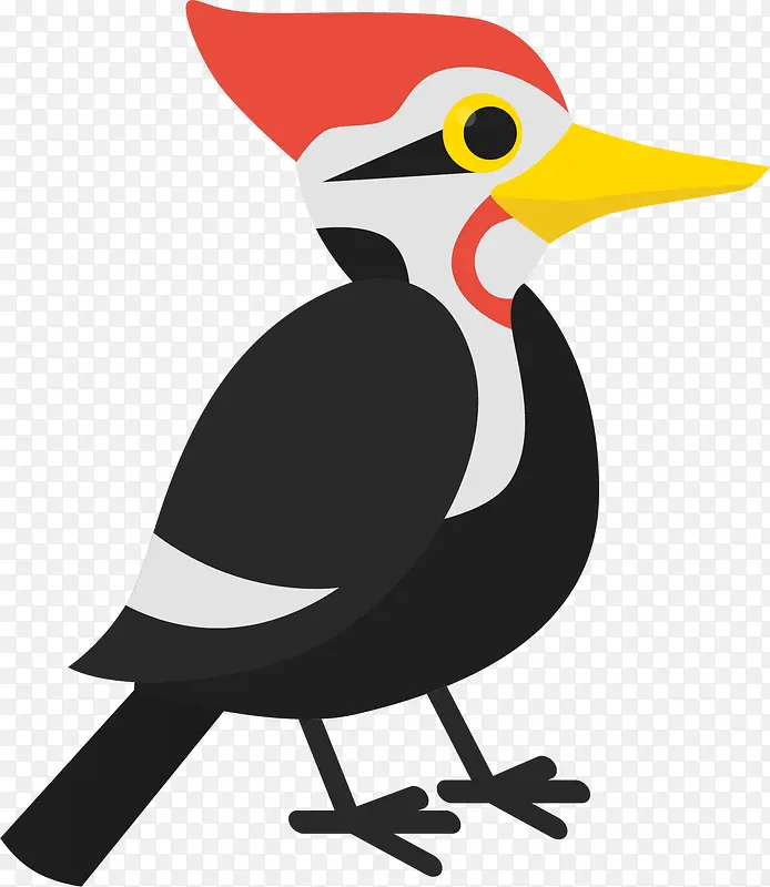 卡通黑色优雅啄木鸟
