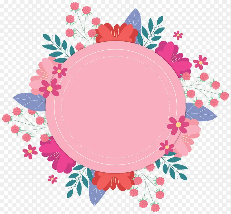 粉红春花圆形边框