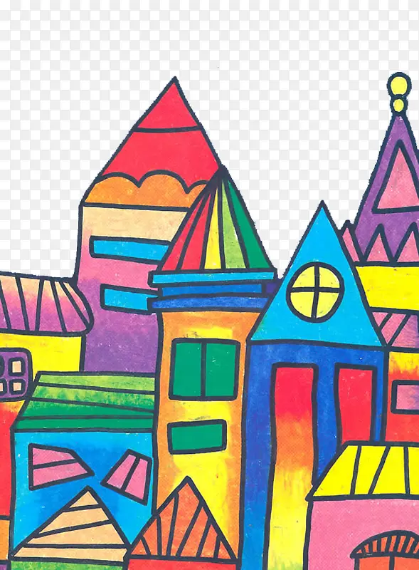 彩绘儿童画房子图案