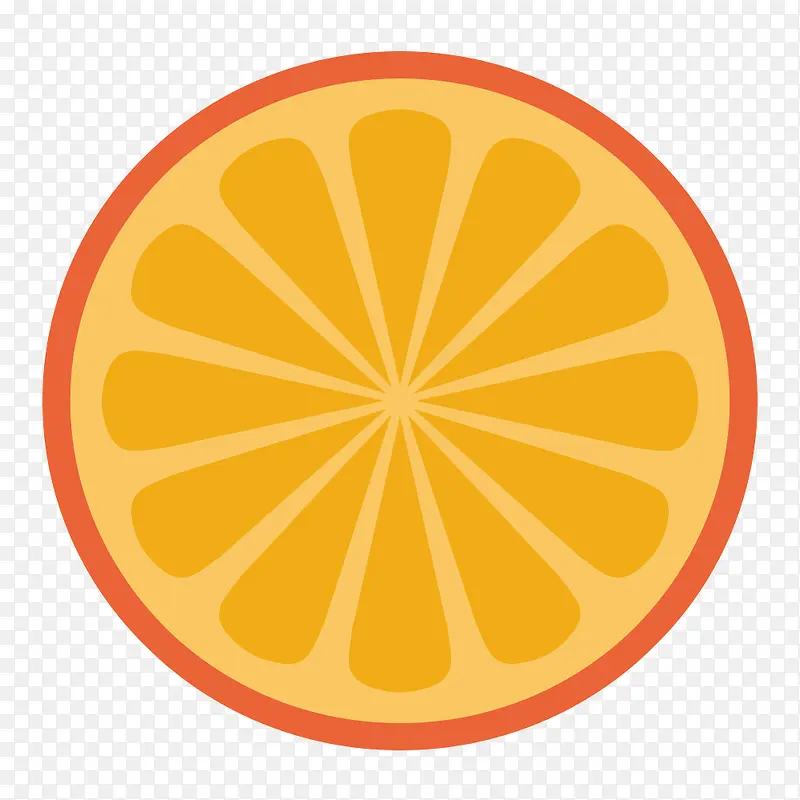 扁平橙子横切面图标