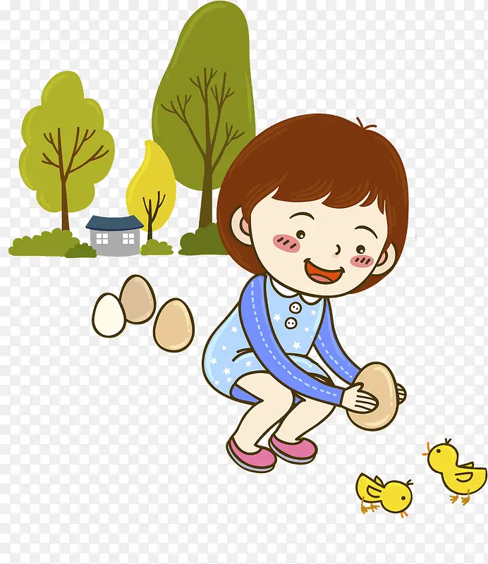 捡鸡蛋的女孩PNG图片素材下载_图片编号8106477-PNG素材网