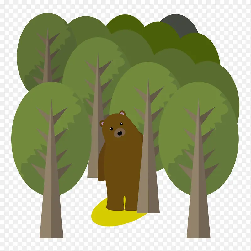 绿色卡通复古 树林PNG元素