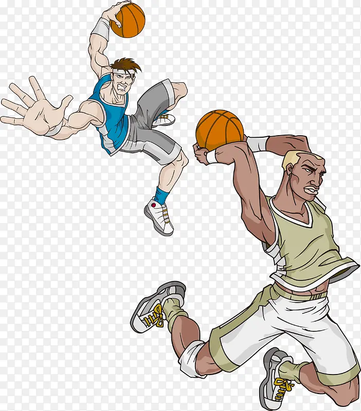 卡通人物扣篮篮球素材