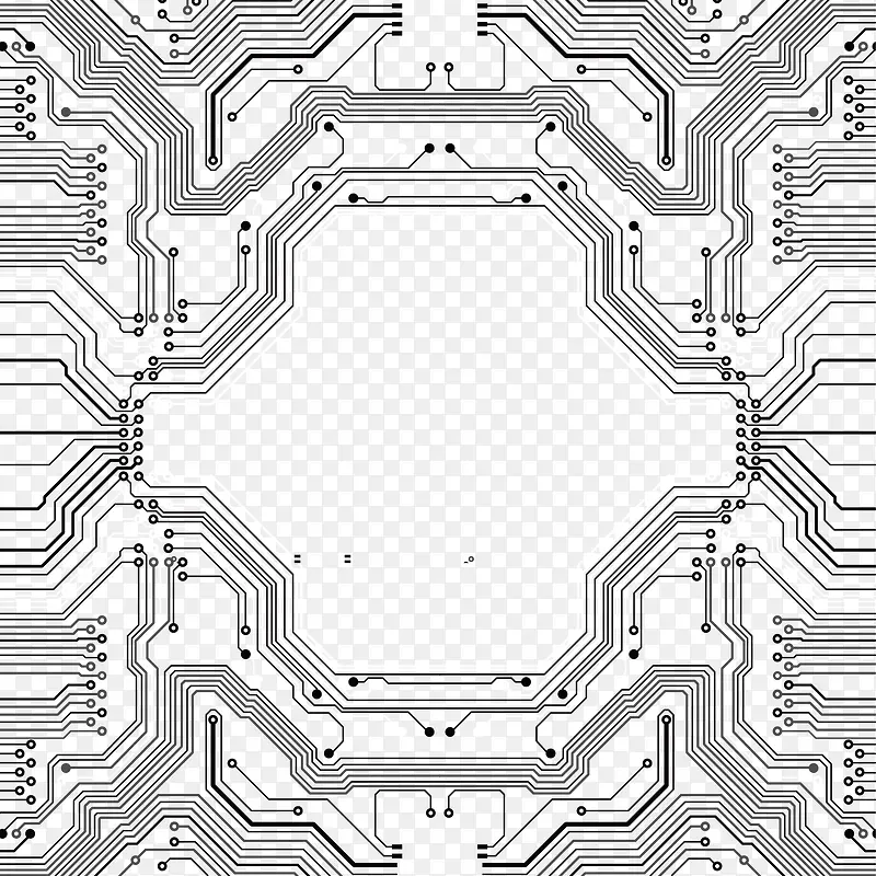 黑色卡通电路线路图