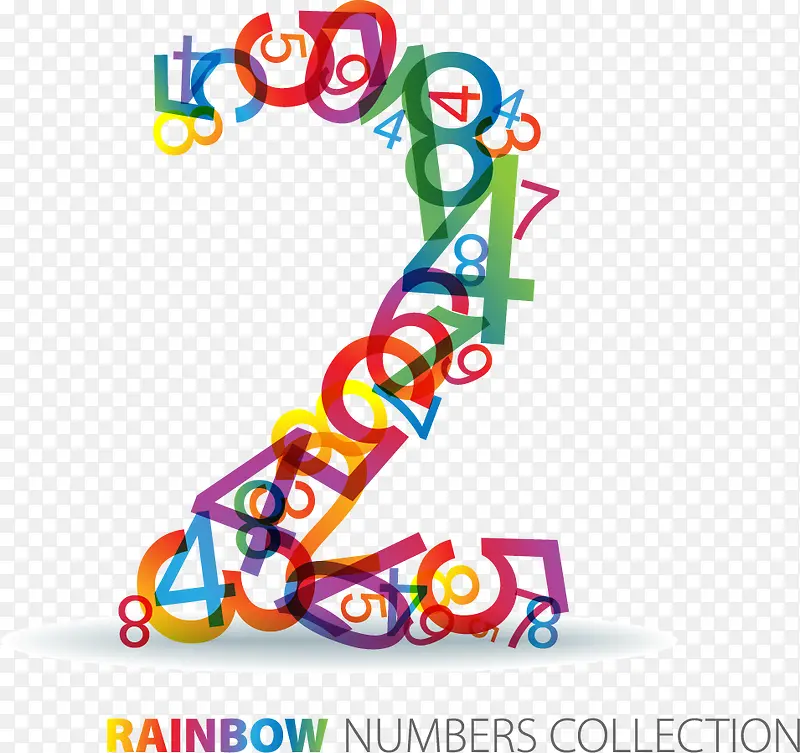 彩虹色组合数字矢量素材免费下载