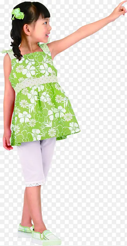 高清摄影绿色跳舞小女孩