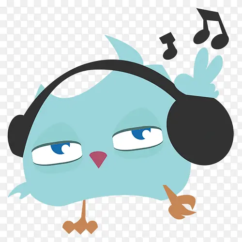 戴耳机听音乐的小鸟