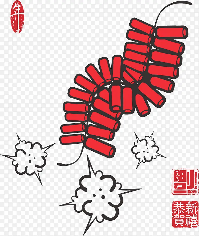 卡通手绘红色的炮竹PNG图片素材下载_图片编号8114481-PNG素材网