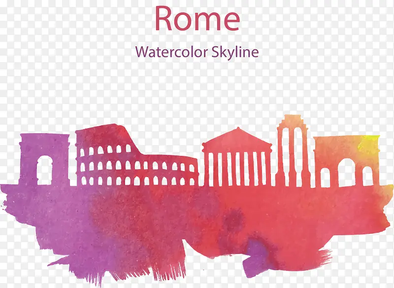 粉红色罗马城市剪影
