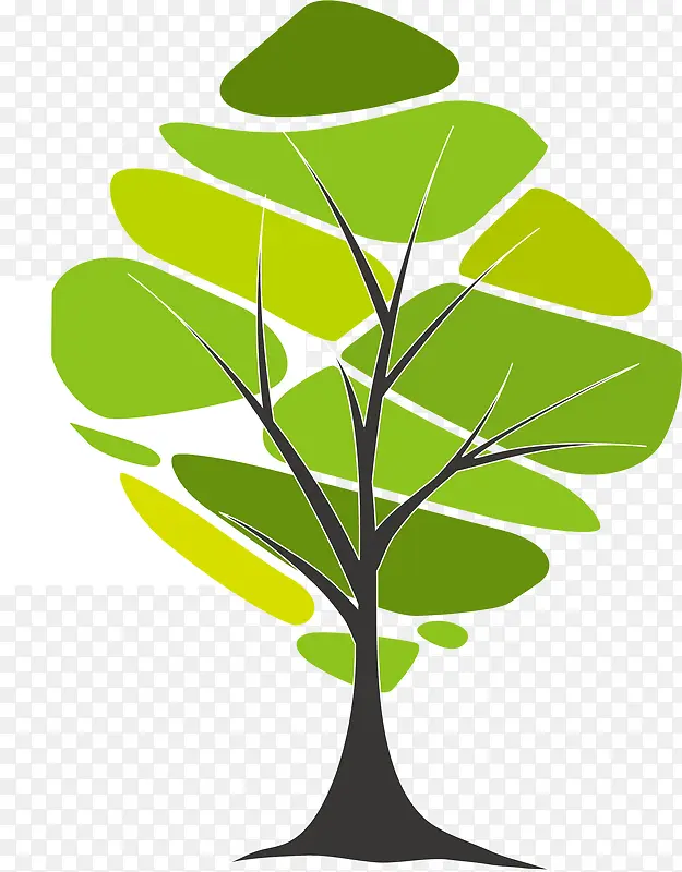 创意绿色拼接树木扁平化矢量素材