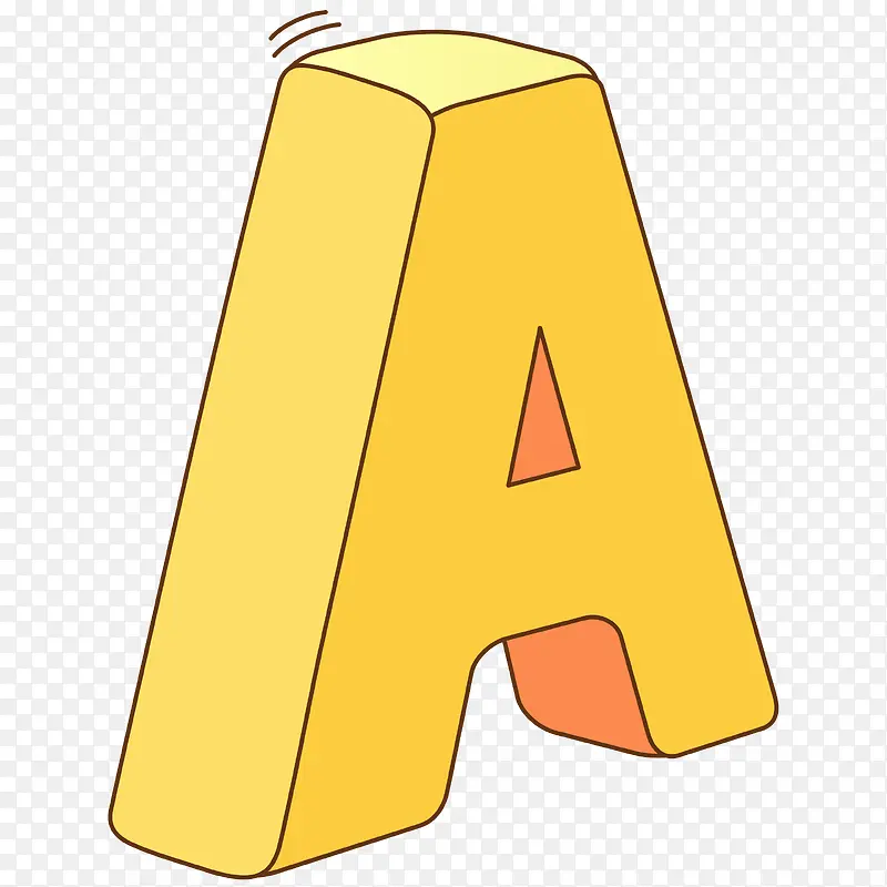 黄色立体英文字母A