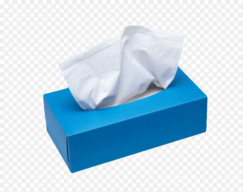 蓝色纸质包装盒的抽纸巾实物