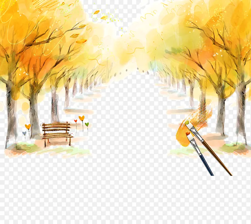 秋天黄色场景