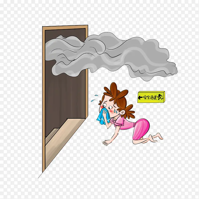 卡通火灾逃生方法素材PNG图片素材下载_图片编号8124488-PNG素材网