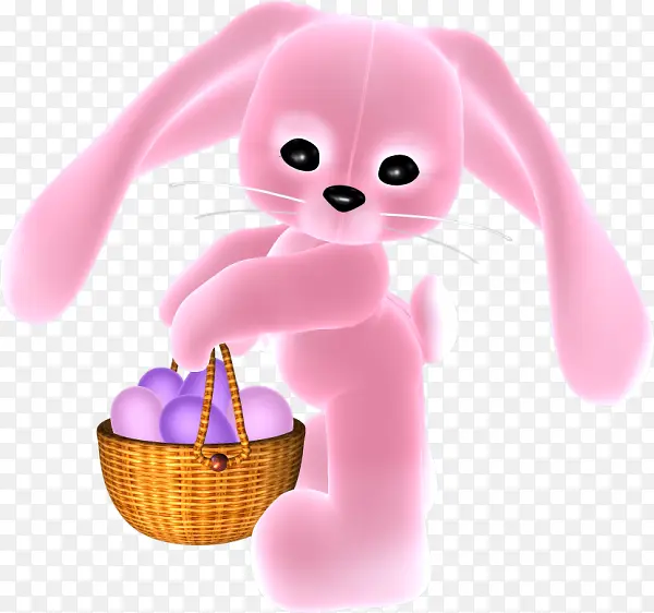 卡通手绘粉色小兔子