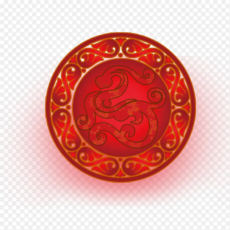 中国红纹理窗花