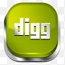 绿色的圆形Digg按钮图标