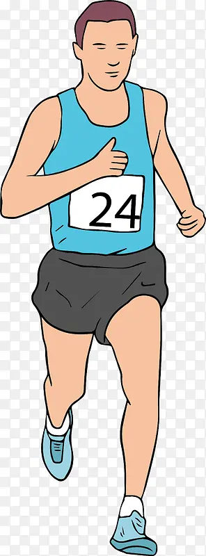 马拉松跑步的卡通男人
