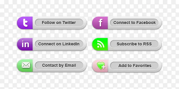 6个社会化分享按钮PSD素材