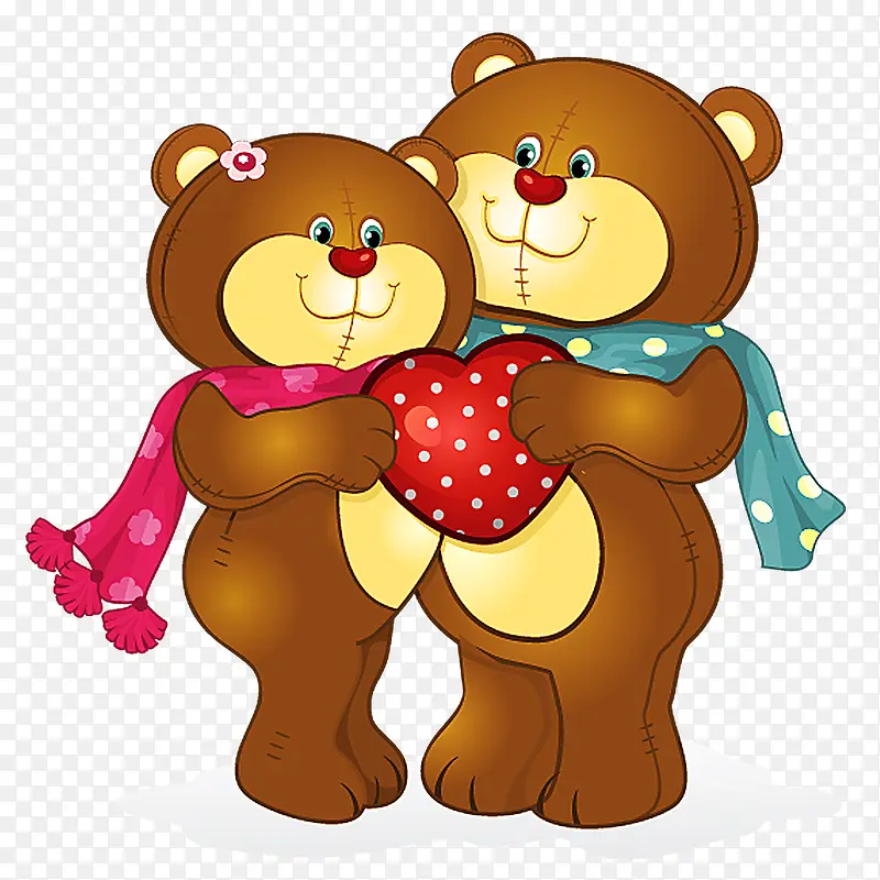 可爱爱心情侣熊