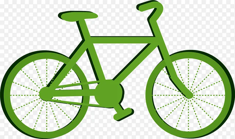 绿色抽象线描自行车
