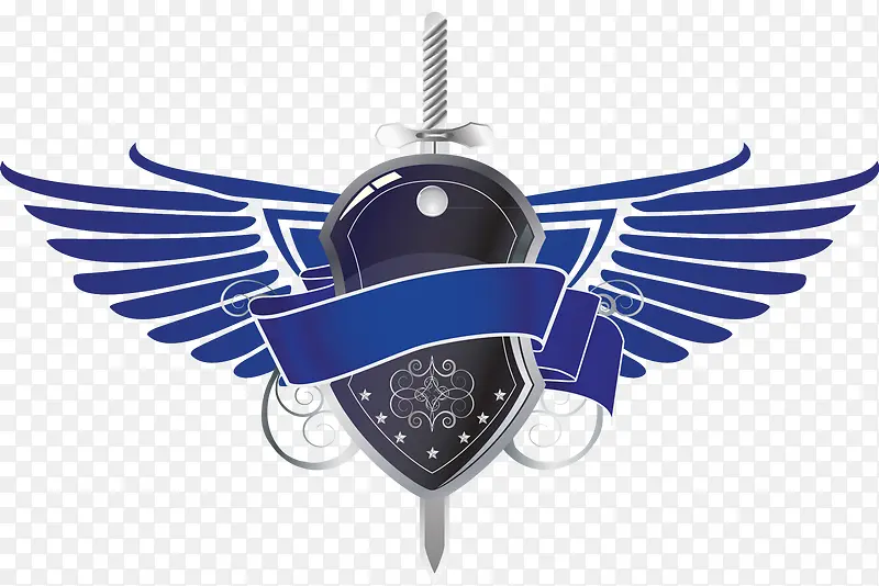 蓝色盾牌剑徽章