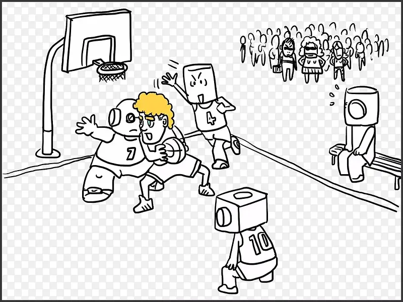 手绘 篮球场地  卡通