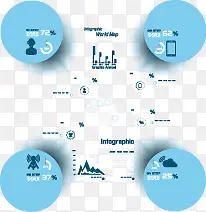 漂浮蓝色数据分析图表元素
