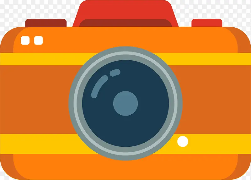 橙色扁平化相机免抠素材