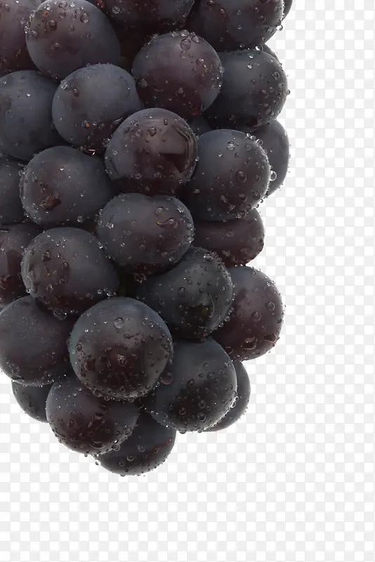 沾着水珠的黑色葡萄