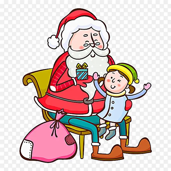 卡通圣诞节圣诞老人和孩子
