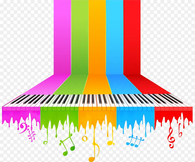 彩虹钢琴装饰图案